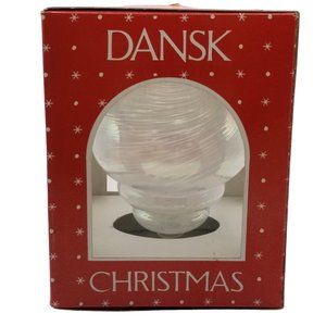 Dansk Christmas Ornament Blown Art Glass Iridescent Swirl White Subtle Rainbow